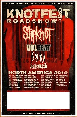 SLIPKNOT | VOLBEAT | GOJIRA | BEHEMOTH Knotfest 2019 Ltd Ed RARE New Tour Poster • $39.99