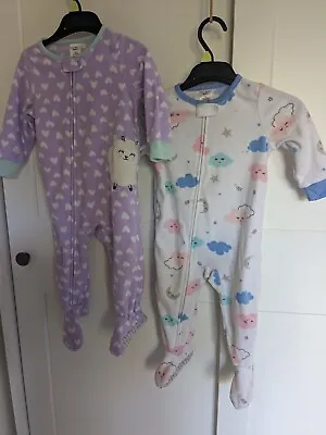 Carters Zip Up Fleece Baby Girl Sleep Suits Age 12 Months • £5