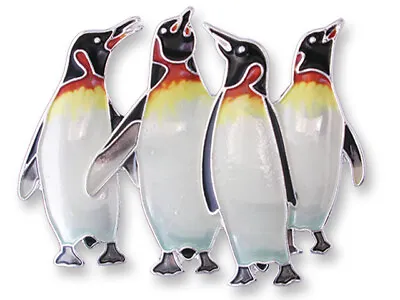 Zarah Zarlite Emperor Penguins Pin Enamel Sterling Silver Plated W/Gift Box • $32.29