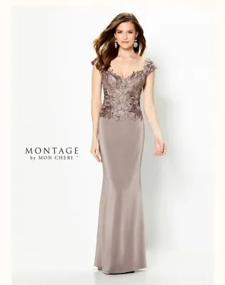 NWT Montage By Mon Cheri Mother Of The Bride Formal Dress Size 16 Taupe • $200