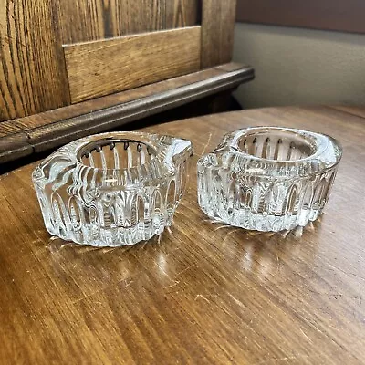 Pair Of Vintage Mikasa Royal Suite Clear Crystal Votive Candle Holders Heavy Rib • $14