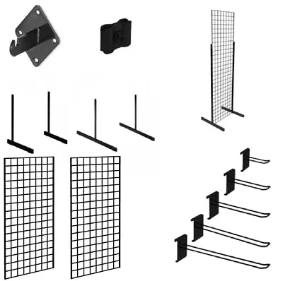 Black Premium Grid Mesh Panel Retail Shop Display Panel Accessory Hook Arm • £30.02