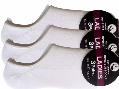 £3.75 • Buy 3 Pair Ladies Invisible Trainer Socks White Size 4-7 Low Cut No Show Cotton