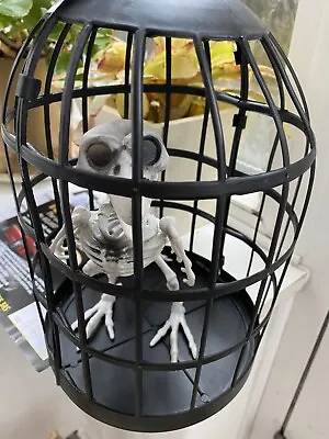 Halloween  Skeleton Plastic   Crow In Hanging Cage • £10