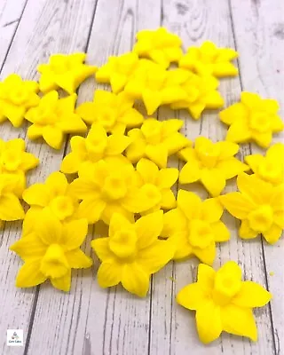 Edible Yellow Daffodils Fondant Sugar Flowers Cake Toppers Birthday Wedding • £5.49