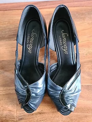 £4 • Buy Sunways Equity Leather Peep Toe Shoe. Vintage Style. UK Size 4,5 