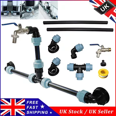 For IBC Adapter Connection Lever Set 2 Tanks Outlet Tee Connector Tap Valve UK • £33.66