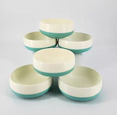 $36 • Buy Vintage VACRON WARE Bopp Decker MCM Set Of 6 5  Bowls Aqua Ivory 1960s Teal