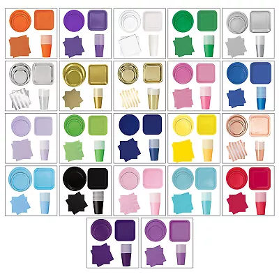 Plain Disposable Solid Colours Party TABLEWARE Events Catering Wedding Birthday • £5.15