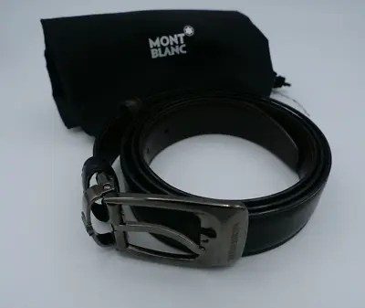 MONTBLANC Buckle REVERSIBLE Black /Brown LEATHER BELT • $120