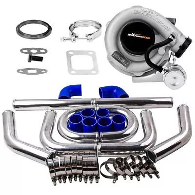 T3 Universal Turbo 0.63 A/R V Band 420HP Oil Cold+ 2.5  64mm Piping Pipe Kit • $382.81