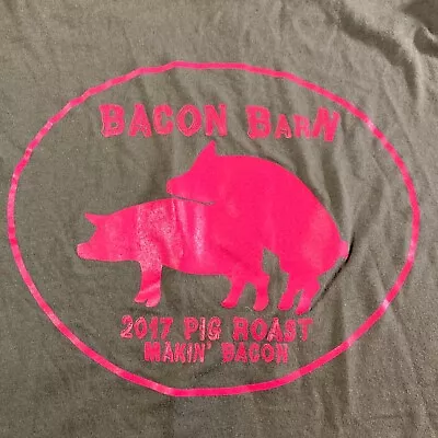 Bacon Barn Shirt Womans Medium Green Tank Top 2017 Pig Roast Makin' Bacon Funny • $7.49