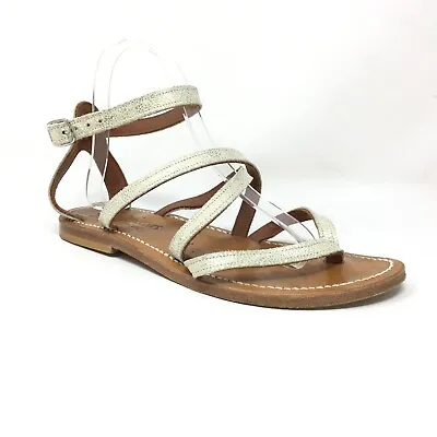 K. Jacques Strappy Sandals Shoes Womens Size 38 EU 6.5-7 US Gold Leather • $74.93