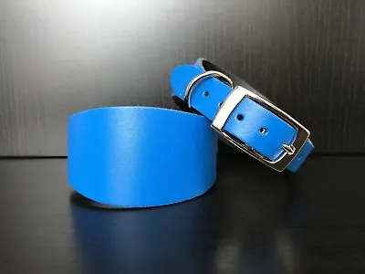 SMALL Leather Dog Collar Greyhound Lurcher Whippet Saluki BLUE • £7.99