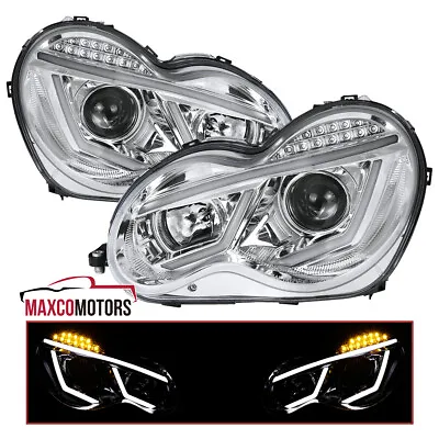 Projector Headlights Fits 2001-2007 Mercedes Benz W203 C-Class LED Strip Signal • $248.49