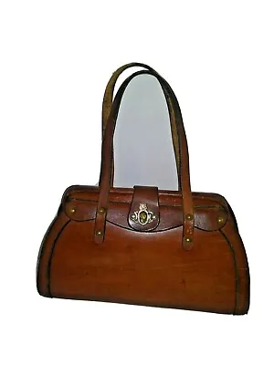 Vintage John Romain Purse Brown Leather Doctors Bag Handbag Style January 1969 • $146