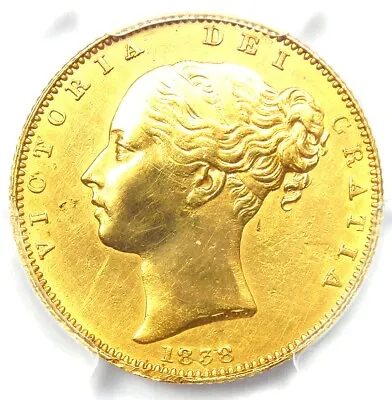 1838 Britain England Victoria Gold Sovereign Coin 1S. PCGS AU Detail - Rare Date • $2750.25