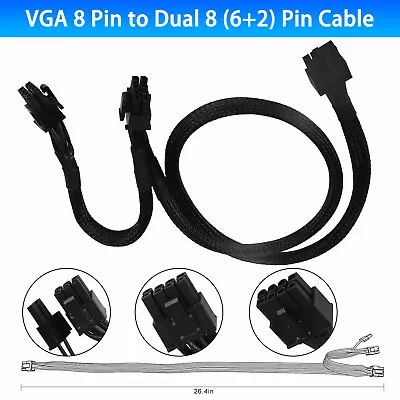 8Pin To Dual 8Pin PCIe Modular Power Supply Cable Cord Wire For EVGA Supernova • $8.98