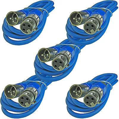 5PACK BLUE Shielded Male To Female 3pin Xlr Mic Microphone Audio Cables 6ft Foot • $15.33