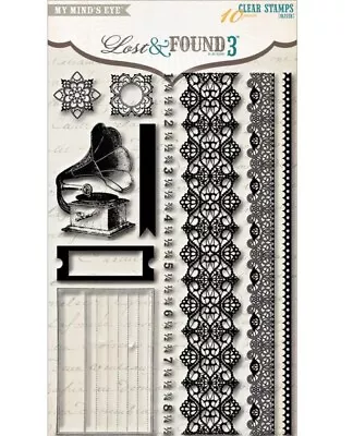 My Mind's Eye Lost & Found 3 Oliver #LF3016 Clear Stamps Lace Borders Phonograph • $8.99