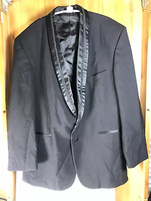 After Six Vintage Black Wool Double Button Tuxedo Suit Jacket TUX Satin Mens 44R • $34.99