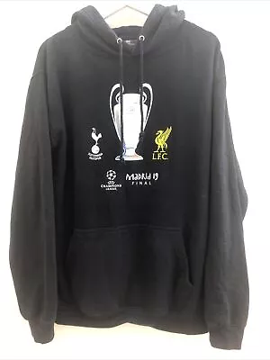£19.95 • Buy CHAMPIONS LEAGUE FINAL 2019 Football Hoodie Liverpool Spurs Black Mens Large L