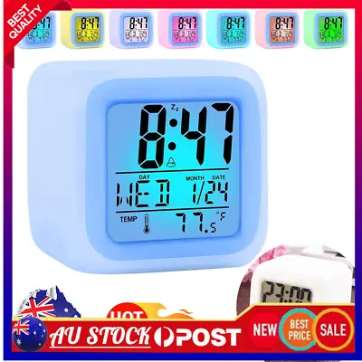 $12.69 • Buy LED Night Light  Kids Wake Up 7 Color Changing Alarm Clock Digital Display Gift