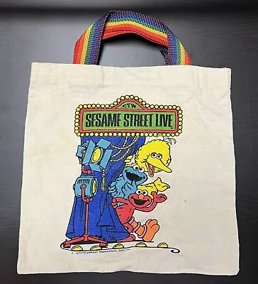 VTG 80-90s Sesame Street Live Canvas Bag: Big Bird Cookie Monster Elmo CTW • $30