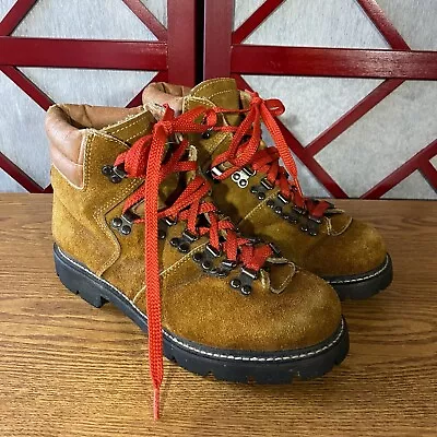 VTG Sears Mont Blanc Mens 8.5 D Mountaineering Suede Lace Up Hiking Boots Shoes • $39.99