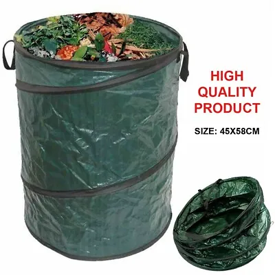£6.99 • Buy Pop Up Garden Bin Bag Heavy Duty Waste Rubbish Leaves Green Sack With Handles