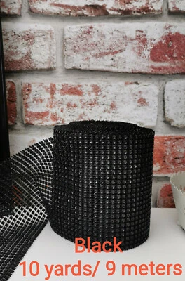 £4.29 • Buy 9m Length Black Diamante/ Diamonte Rhinestone Effect Mesh Ribbon Cake Trim 