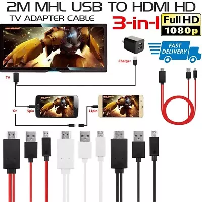 1080P MHL Micro USB To HDMI HD TV Cable Adapter For Android Phones Samsung 9567 • £6.55