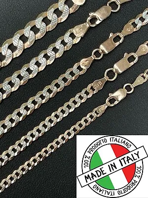 Miami Cuban Link Chain 14k Rose Gold Plated Solid 925 Silver Cut 5-8mm Necklace • $34.23