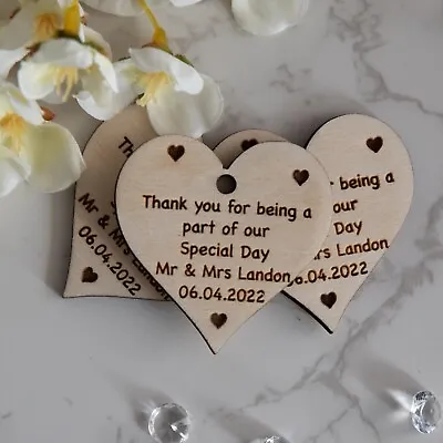 £2.99 • Buy Personalised Wooden Heart Wedding Favour Or Table Decoration