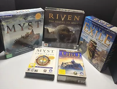 Myst Series PC Video Game Lot X5 Big Box VTG CD-ROM Riven Exhile Uru Ends Of Age • $29.74