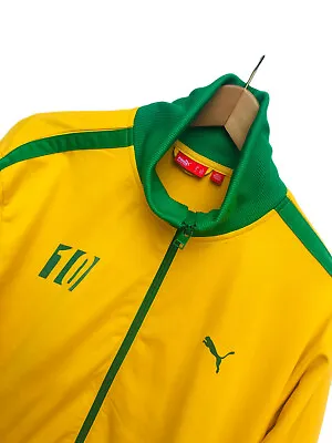 Rare Retro Mens PUMA JAMAICA 10 TRACK JACKET Sports Casual Top Coat Yellow L • £69.99