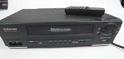 Emerson EWV601 VCR 4 Head VHS Player With Remote Cables TESTED • $45