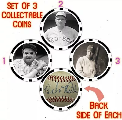 Babe Ruth - Three (3) Commemorative Poker Chip/coin Set ***signed*** • $24.39