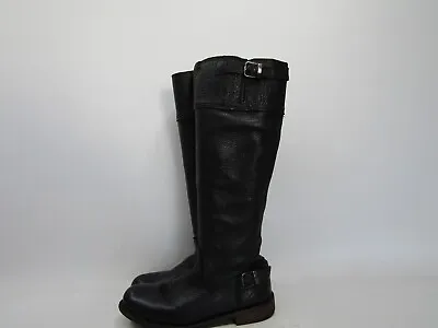 Vintage Shoe Company Womens Size 7.5 M Black Leather Zip Knee High Fashion Boots • $56.04