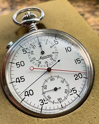 Vintage Minerva Split Second Stopwatch (British Post Office) Valjoux 57 • $492.03