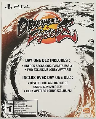 Dragon Ball Fighterz Day One DLC Add-On For Playstation 4 PS4 (Vegeta & Goku) • $8