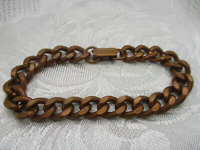 Vintage Estate Jewelry Marked Solid Copper 3/8  Wide Chain Bracelet 7 1/2  Long • $28