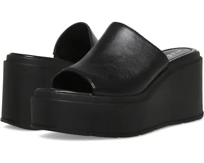 Madden Girl Windy Black Chunky Y2K Platform Wedge Sandals • $33