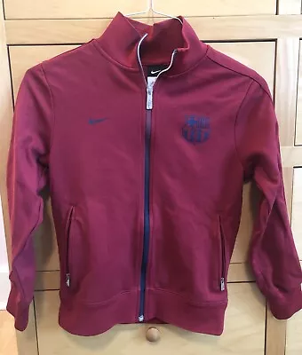 Boy's Nike Barcelona Jacket Size M 10/12 Full Zip Pockets  Barca  On Back! • $8