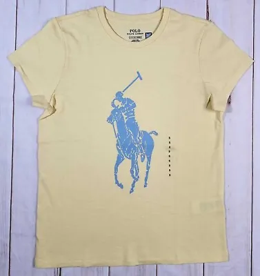 Polo Ralph Lauren Womens T-Shirt Yellow S Graphic Big Pony Short Sleeve Cotton • $24.99