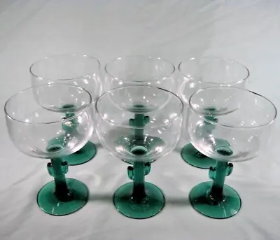 Libbey Set Of SIX (6) Clear Margarita Glasses With Green Cactus Stems Fun Party • $24.99