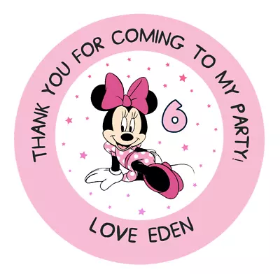 48 Personalised Minnie Mouse Party Bag Stickers - KIDS PARTY - THANK YOU STICKER • $4.86