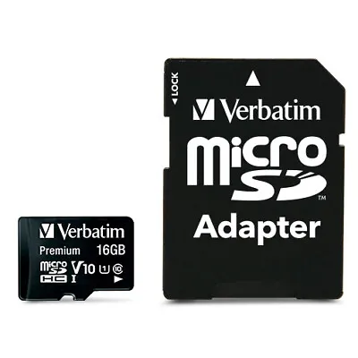 Verbatim Micro SDHC 16GB Memory Card Class 10 Media/File Storage W/ SD Adaptor • $22