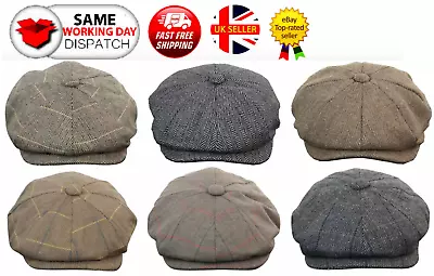£12.99 • Buy Peaky Blinders Hat Newsboy Flat Cap Herringbone Tweed Wool Baker Boy Gatsby