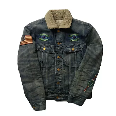 Polo Ralph Lauren Aztec Southwestern Denim Shearling Jacket Navajo  • £270